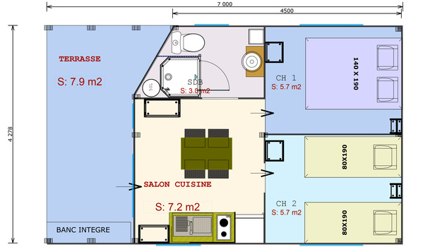 Plan lodge toilé au camping le Garoustel dans le Cantal en Auvergne